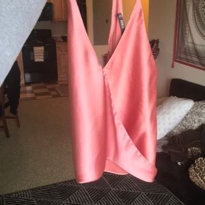 Pink silk tank top